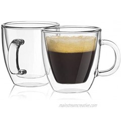 JoyJolt Savor Double Wall Insulated Glasses Espresso Mugs Set of 2 5.4-Ounces