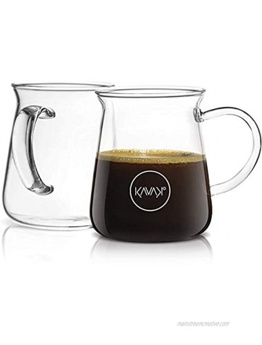Kavako Borosilicate Glass Coffee Mug – Thermal Shock Proof Condensation-Free and Specially Designed Rim for Comfort Set of Two Coffee Mugs – 10 oz. Each