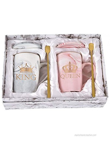 King and Queen Mug Set Couples Funny Coffee Mug Set Wedding Gifts Couples Gifts Engagement Newlyweds Gifts for His and Hers Best Gifts for Husband and Wife Coffee Cups 14 Oz with Gift Box