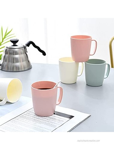 Kurala Coffee Mugs Set of 5 Plastic Coffee Cups Set 10 Ounce Unbreakable Coffee Mug Plastic with Handle，3 Basic Colors Reusable Plastic Mug Dishwasher Safe