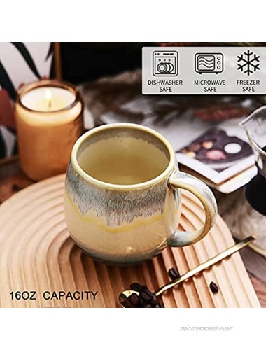 Large Coffee Mugs 16 oz for Men Women Vivimme Coffee Mug Set with Spoons 2-Pack Ceramic Tea Mug for Soup Hot Cocoa Funny Tea Cups for Office and Home Coffee Mugs for Couples Engagement Gifts