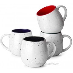 LIFVER 20 Ounces Coffee Mugs Large Porcelain Mug Sets for Coffee Tea Cocoa Housewarming Gift Set of 4 Multi Colors
