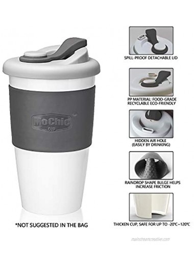 MOCHIC CUP Reusable Coffee Cup with Lid Portable Travel Mug with Non-Slip Sleeve BPA Free Dishwasher and Microwave Safe Friendly Coffee Mug Charcoal Gray,16oz