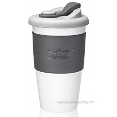 MOCHIC CUP Reusable Coffee Cup with Lid Portable Travel Mug with Non-Slip Sleeve BPA Free Dishwasher and Microwave Safe Friendly Coffee Mug Charcoal Gray,16oz