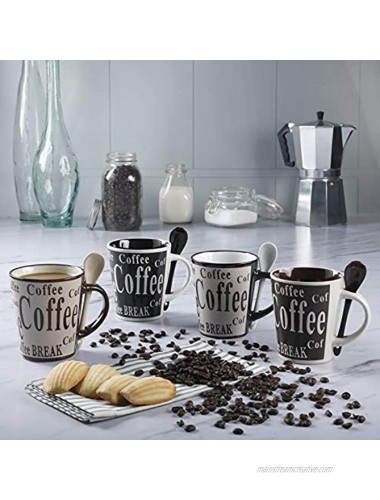Mr. Coffee Bareggio Mug and Spoon Set Café Americano 8-Piece Mug and Spoon Set 14oz