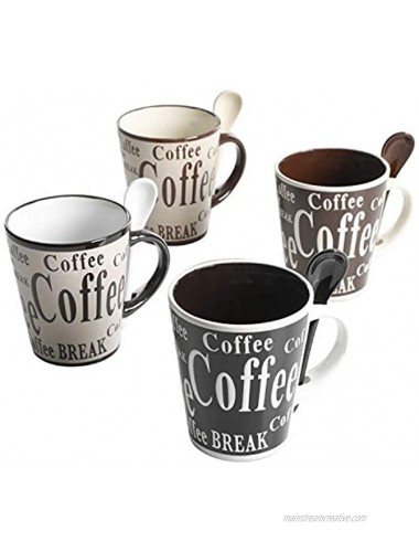 Mr. Coffee Bareggio Mug and Spoon Set Café Americano 8-Piece Mug and Spoon Set 14oz
