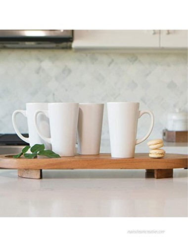 Serami 15oz White Funnel Ceramic Tall Coffee Mugs with Large Handles Set of 4