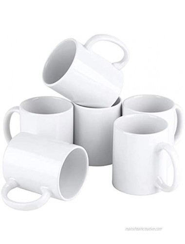 Set of 6 White Mugs 12 oz Porcelain Espresso Cups Sublimation Mugs Blank DIY Coated Ceramic Mugs for Coffee Soup Tea Milk Latte Hot Cocoa etc