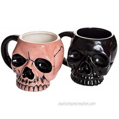 Skeleton Skull Shaped Halloween Ceramic Coffee Mug Set of 2-15 oz