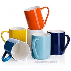 Sweese 603.002 Porcelain Coffee Mug Set 11 Ounce for Coffee Tea Cocoa and Mulled Drinks Set of 6 Hot Assorted Colors