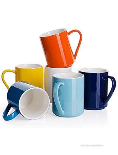 Sweese 603.002 Porcelain Coffee Mug Set 11 Ounce for Coffee Tea Cocoa and Mulled Drinks Set of 6 Hot Assorted Colors