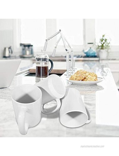 Tibaili 15 oz Porcelain Mugs Blank Sublimation Mugs with Large Handle White Classic Ceramic Mugs for Coffee Cocoa and Tea Set of 6
