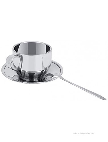 4oz Expresso Coffee Cup Stainless Steel Double Wall Insulated Coffee Mug with Saucer and Spoon for Home