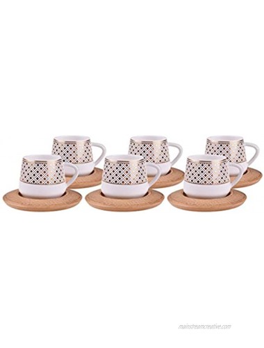 Alisveristime 12 Pc Turkish Greek Arabic Coffee Espresso Cup Saucer Porcelain Set Hanzade