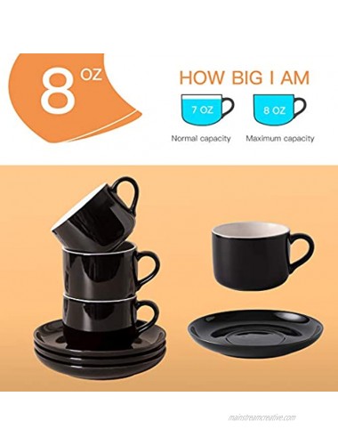 CHILDIKE Bright Black Tea Cup Ceramic Set of 4