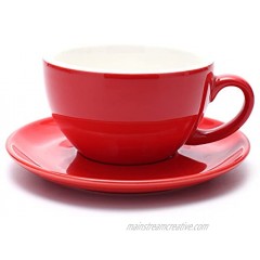 Coffeezone Cappuccino Barista Cup Latte Art Cup and Saucer 3 Capacity to Choose New Bone China for Coffee Shop Glossy Red 10.5 oz