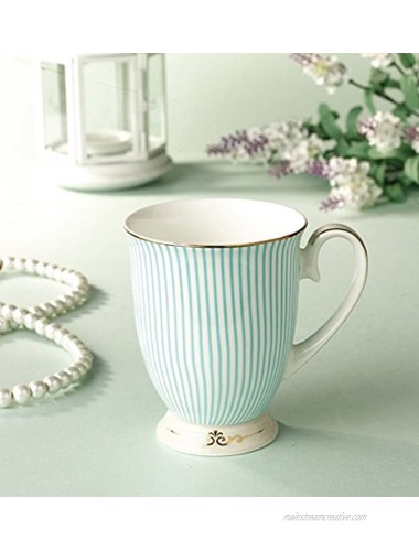 ENJOHOS Royal Vintage Porcelain Bone China Coffee Mug Tea Cup Gift Ideas Royal Blue Stripe