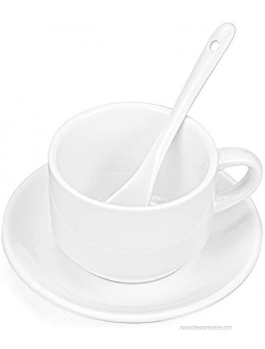 Hedume 6 Pack 5 OZ Espresso Cups with Saucers and Spoons Stackable Espresso Coffee Cup Set for Specialty Coffee Drinks Latte Cafe Mocha and Tea