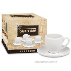 Konitz Coffee Bar Espresso Cups and Saucers 2-Ounce White Set of 4
