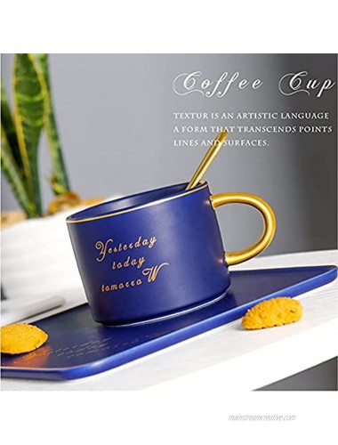 Tea Cup And Saucer Classic Fashion Tea Cup And Saucer Set European Fine Royal Bone Tea Cups Coffee Cup Square Plate Birthday Gift Ideas for Her Gift Package Blue