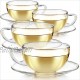 Teabloom Kyoto Teacup and Saucer Set 4-Pack – Standard Teacup Size – 6 OZ  180 ML Capacity – Crystal Clear Design –– Healthful Premium Borosilicate Glass – Heat Resistant Microwave Safe