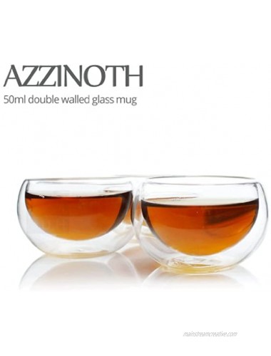 UNIHOM AZZINOTH 50ml 1.7oz Double Walled Glass Coffee Expresso Cup Set of 6