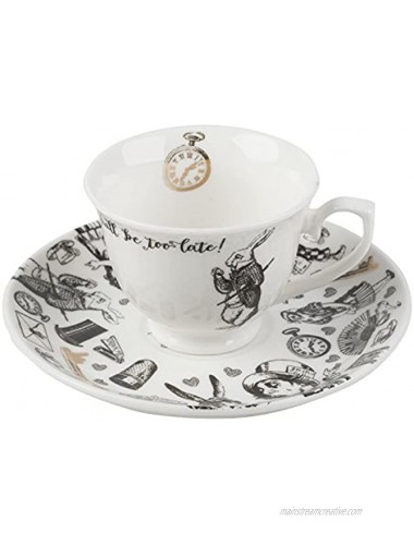 Victoria & Albert Alice in Wonderland Espresso Cup and Saucer 6 x 12.5 x 12.5 cm White