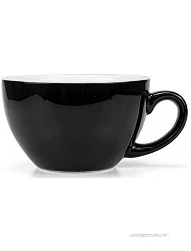Yesland 10 oz Coffee Cup and Saucer Ceramic Glossy Black Cappuccino Cups with Saucers for Coffee Shop and Barista Perfect for Specialty Coffee Drinks Latte Cafe Mocha and Tea