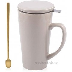 DiiKoo Tea Cups with Infuser and Lid Tea Infuser Tea Filters 19 Oz Large Ceramic Tea Mug Tea Strainer Cup with Tea Bag Holder for Loose Tea Porcelain Tea Steeping Mug Grey