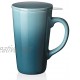 DOWAN Tea Cups with Infuser and Lid 17 Ounces Large Tea infuser Mug Tea Strainer Cup with Tea Bag Holder for Loose Tea Ceramic Tea Steeping Mug Green Color Changing