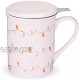 Pinky Up Annette Lights Pink Ceramic Tea Mug and Infuser Loose Leaf Tea Accessories Travel Tea Cup 12 oz Capacity