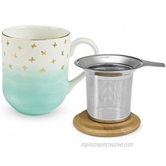 Pinky Up Casey Green Ceramic Tea Mug & Infuser Mug