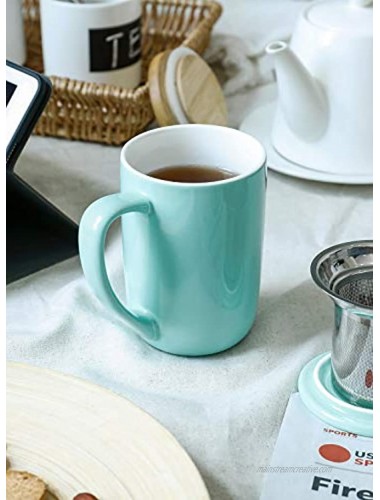 Sweese 203.109 Ceramic Tea Mug with Infuser and Lid Single Cup Loose Tea Brewing System Draw Your Own Design 16 OZ Mint Green