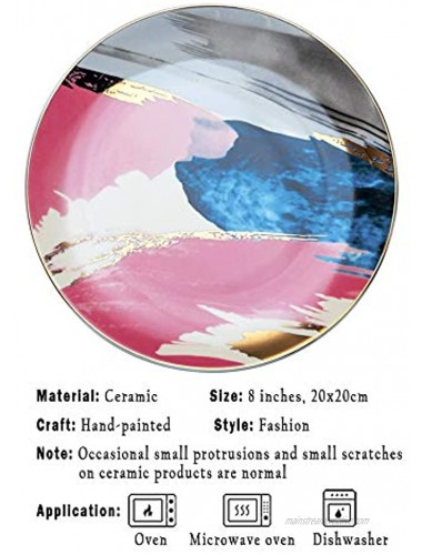 Home Saucer Basic Porcelain multicolored large plate hard porcelain bistro size: 8inch Pink