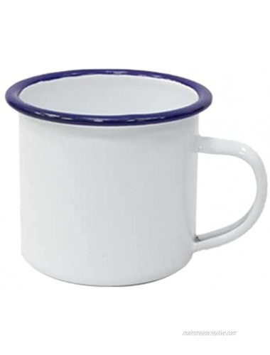 MR.R Blue Rim Sublimation Blanks Enamel Mug Cup Coffee Tea Cups Drinking Tin Mug for Home Travel Camping Office Reusable & Portable