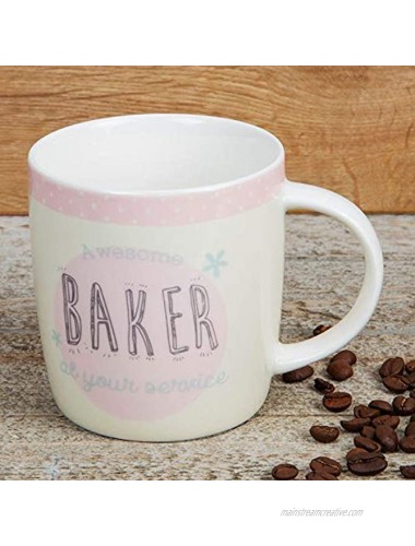 Widdop & Co Awesome Baker at Your Service Pastel Pink Stoneware Mug Multicoloured One Size