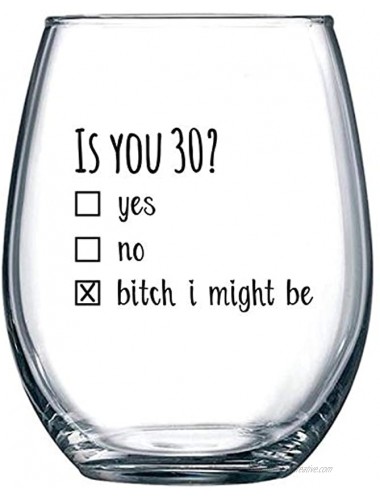 1990 30th Birthday Gift for Women and Men Wine Glass Funny Is You 30 Gift Idea for Mom Dad Husband Wife – 30 Year Old Party Supplies Decorations for Him Her 15oz