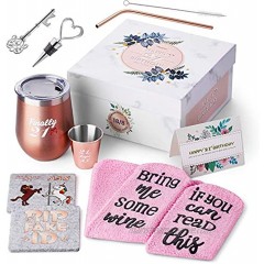 21st Birthday Gifts For Women Funny Birthday Wine Gifts Ideas for Her Friend Daughter Sister | Unique Finally 21 Stainless Steel Wine Tumbler Shot Glass Set For 21 Year Old