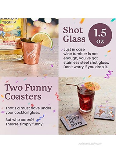 30th Birthday Gifts For Women | 30th Birthday Decorations Present for Women | Funny Present Ideas Her Wife Mom | Unique Funny 30th Birthday gifts | Stainless Steel Wine Tumbler Shot Glass Set