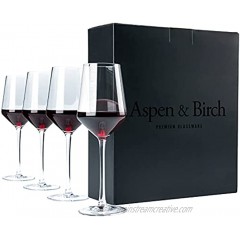 Aspen & Birch Classic Wine Glasses Set of 4 Red Wine Glasses or White Wine Glasses Premium Crystal Stemware Long Stem Wine Glasses Set Clear 15 oz Hand Blown Glass Crafted by Artisans