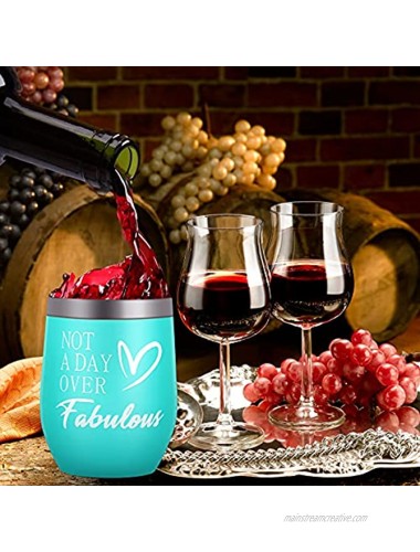 Birthday Gifts for Women Wine Tumbler Gifts for Women Vacuum Coffee Tumbler Stainless Steel Insulated Tumbler with Lid and Straw Muzpz 12oz Retirement Wine Tumbler Coffee Mug BlueGreen