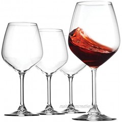 Bormioli Rocco 18oz Red Wine Glasses Crystal Clear Star Glass Laser Cut Rim For Wine Tasting Elegant Party Drinking Glassware Restaurant Quality Set of 4