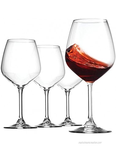 Bormioli Rocco 18oz Red Wine Glasses Crystal Clear Star Glass Laser Cut Rim For Wine Tasting Elegant Party Drinking Glassware Restaurant Quality Set of 4