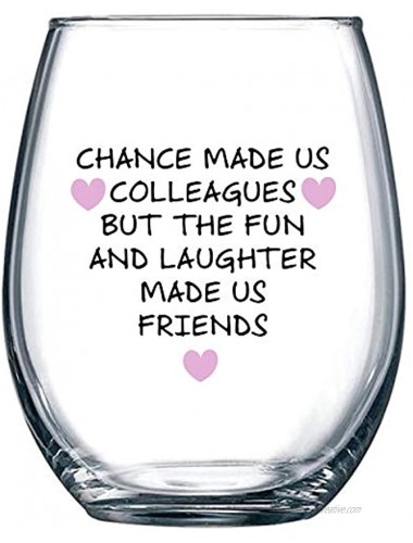Chance Made Us Colleagues Best Coworker BFF Gift Perfect For Work Bestie Friend Leaving or Going Away Present for Men and Women 15 oz Stemless Wine Glass
