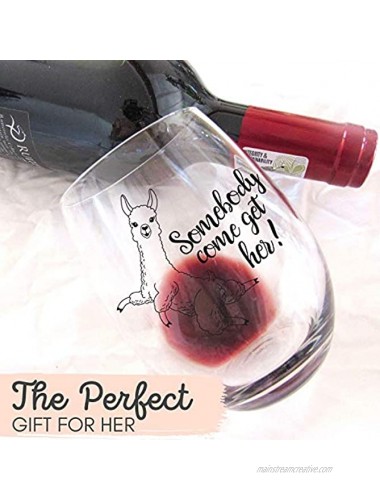 Dancing Llama Somebody Come Get Her Wine Glass Llama Gift Unique and Funny Birthday Gift for Woman Bachelorette Party Gift for Best Friend Soul Sister BFF or Bride.