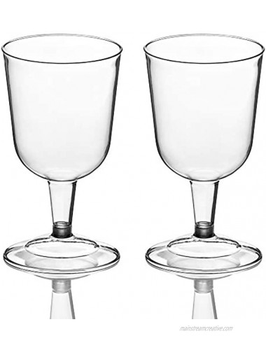 DecorRack 24 Wine Glasses 6 Oz Plastic Party Wine Cups Perfect for Outdoor Parties Weddings Picnics Stackable Reusable Disposable Stemmed Clear Wine Glasses Pack of 24
