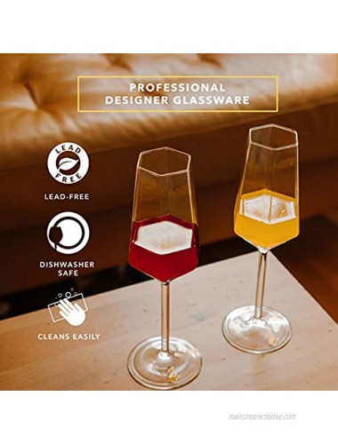 Dragon Glassware Diamond Wine Glasses Lead-Free Crystal Clear Glass Comes in Luxury Gift Packaging 8-Ounce Set of 2