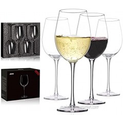 Hand Blown Italian Style Crystal White or Red Wine Glasses Gift Packaging for Any Occasion Lead-Free Premium Crystal Clear Glass Set of 4-18 Ounce
