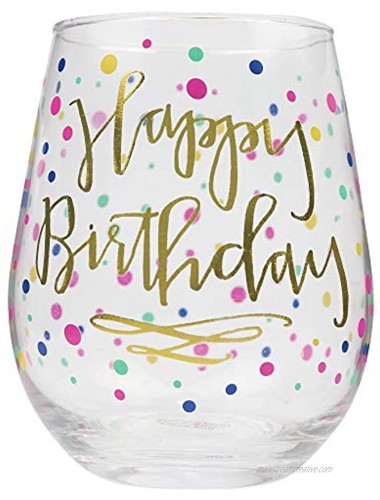 Happy Birthday 22oz Stemless Wine Glass Birthday Wine Glass with Gold Print Perfect Birthday Present Wine Glass Happy Birthday Wine Glass Birthday Glass Happy Birthday