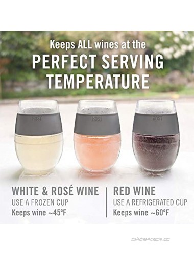 HOST Cooling Cup Set of 4 Double Wall Insulated Freezable Drink Chilling Tumbler with Freezing Gel Glasses for Red and White Wine 4 CountPack of 1 Assorted Colors